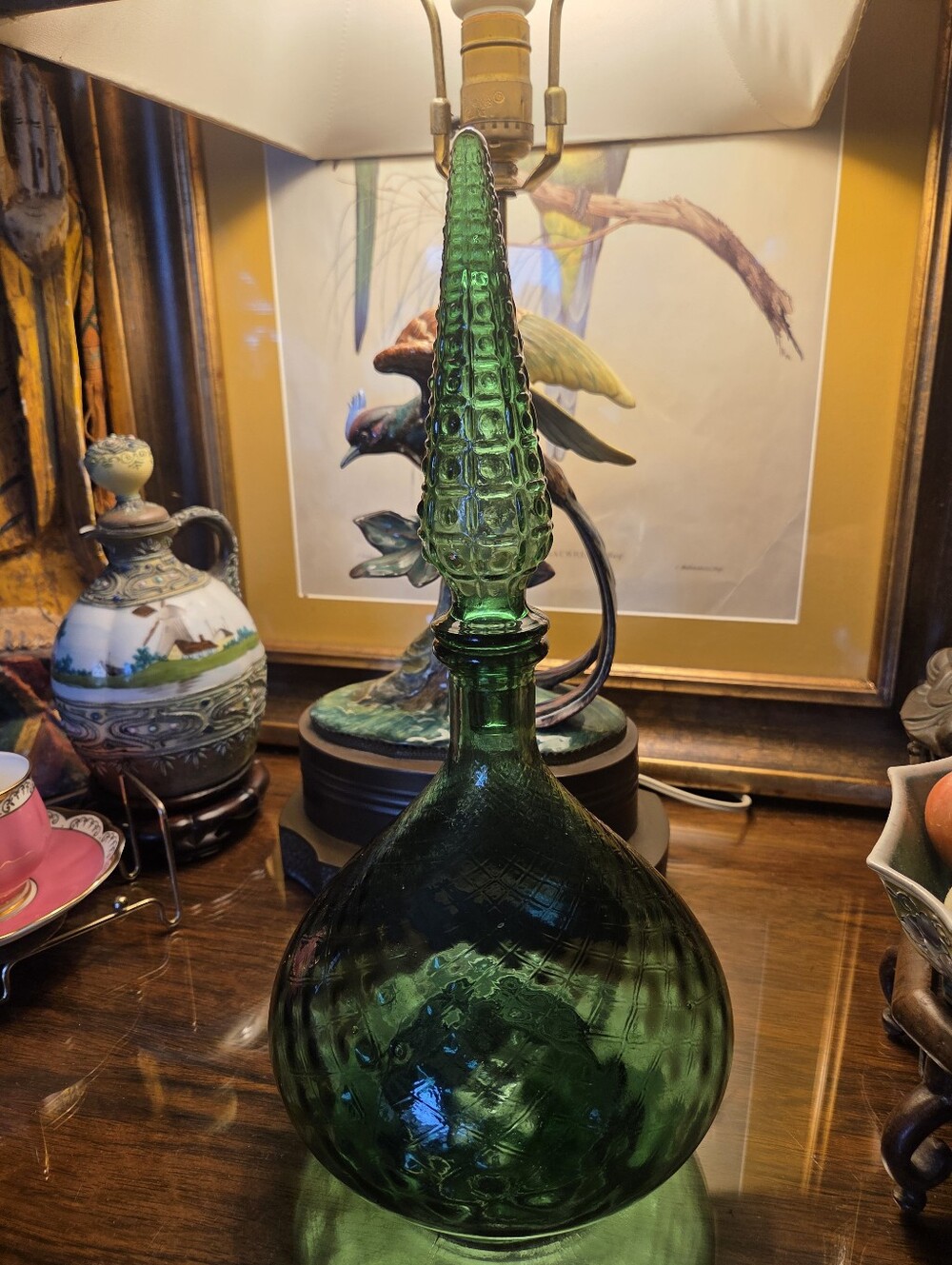 Empoli Green Diamond Point Squat Genie Decanter